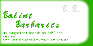 balint barbarics business card